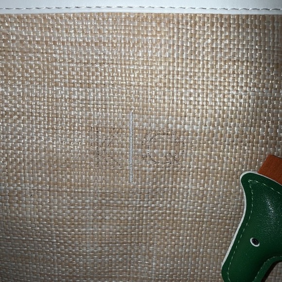 Mark And Graham Large MONTAUK RAFFIA TOTE Straw Summer Tan White Purse Bag - Picture 2 of 14